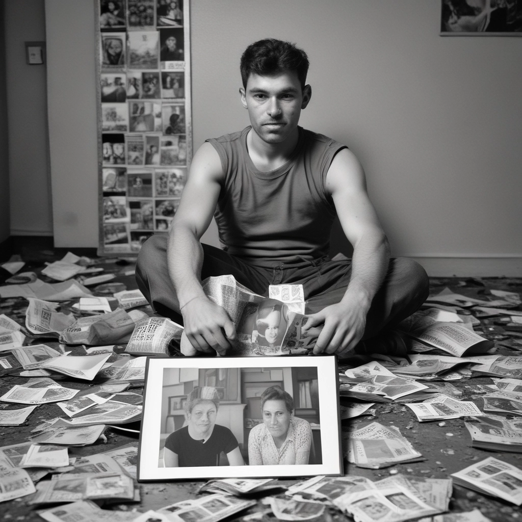 Man with family picture