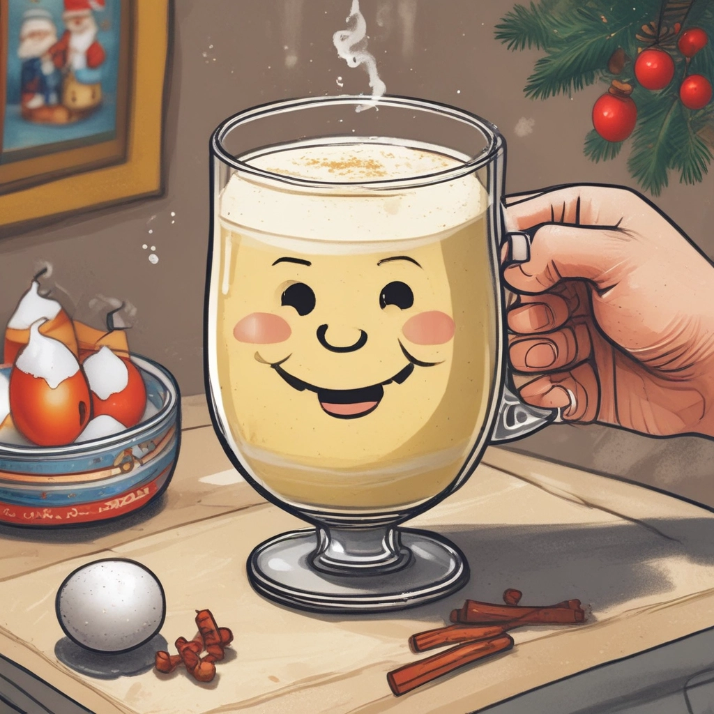 Big smiley glass of egg nog