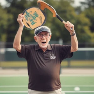 Older man with a pickleball racket